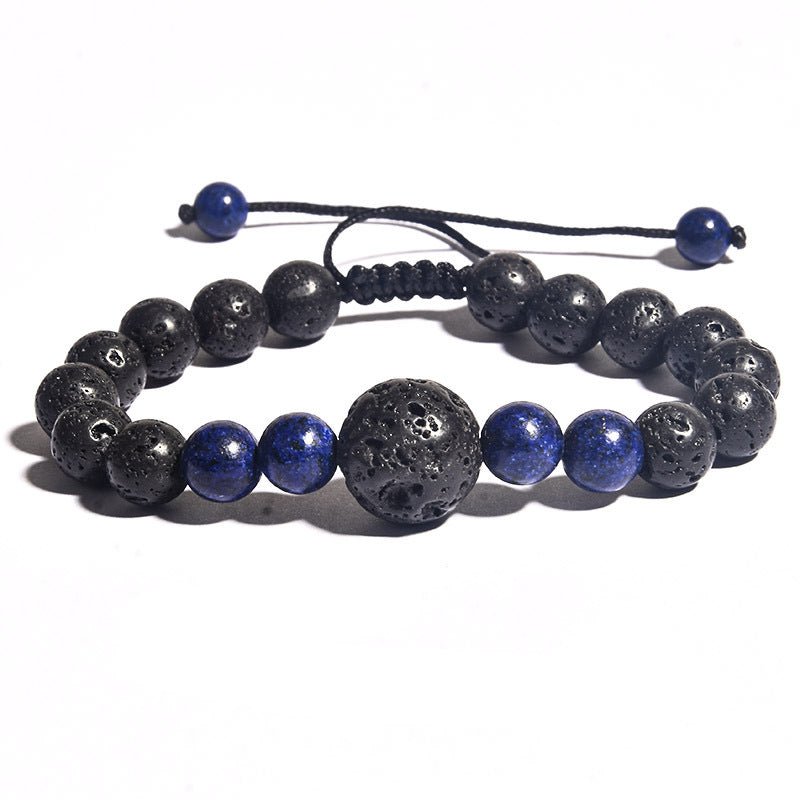 8mm+14mm Chakra Bead Bracelets with Braided Rope GEMROCKY-Bracelets-Lapis Lazuli-