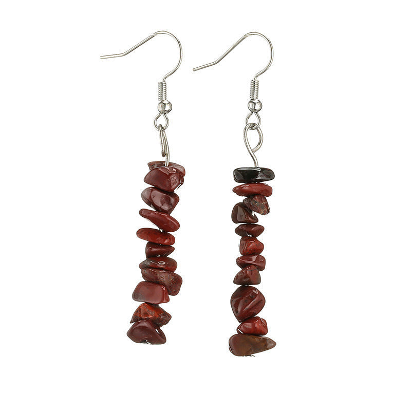 9 Crystal Chip Eardrop Earrings GEMROCKY-Jewelry-Red Obsidian-