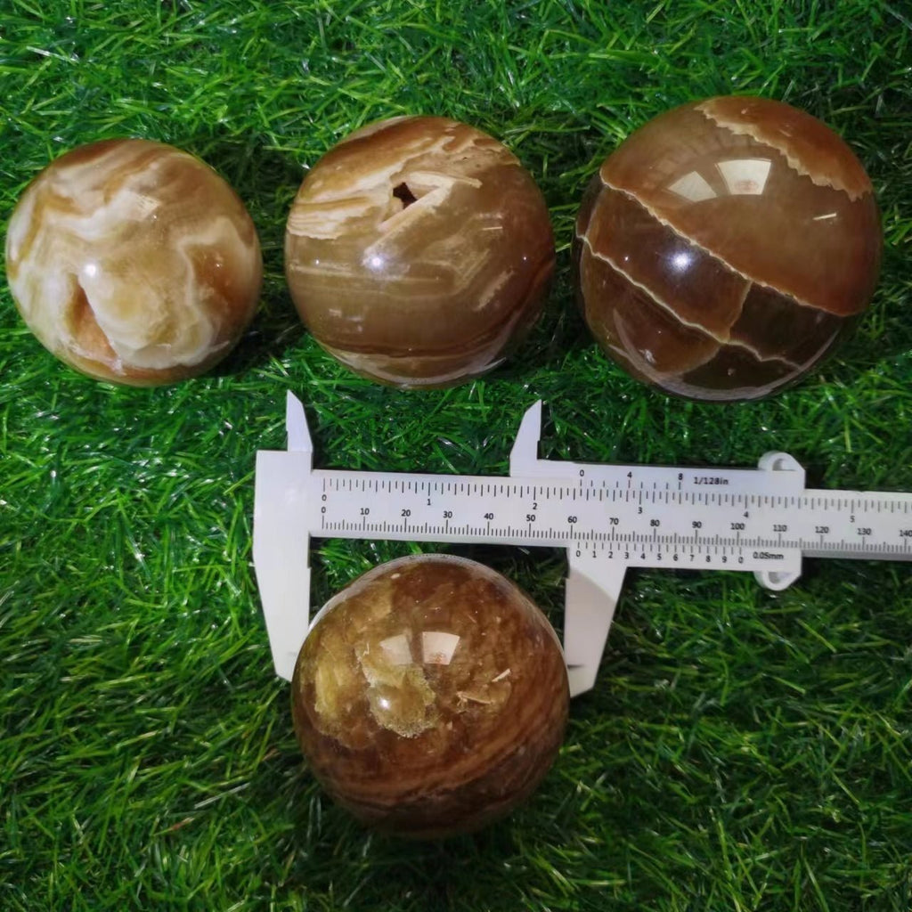 Amber Flower Agate Spheres GEMROCKY-Spheres-