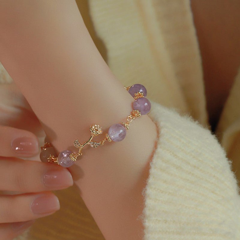 Amethyst 14K Gold Gilt 8mm Bead Bracelets GEMROCKY-Bracelets-