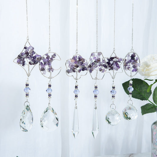 Amethyst Chip Life Tree Pendant Suncatcher Ornaments GEMROCKY-Decoration-