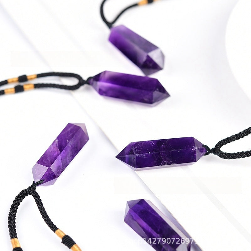 Amethyst Double Points Necklaces GEMROCKY-Jewelry-