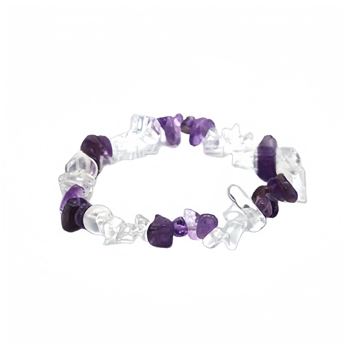 Amethyst+Clear Quartz Chip Bracelets GEMROCKY-Bracelets-GEMROCKY