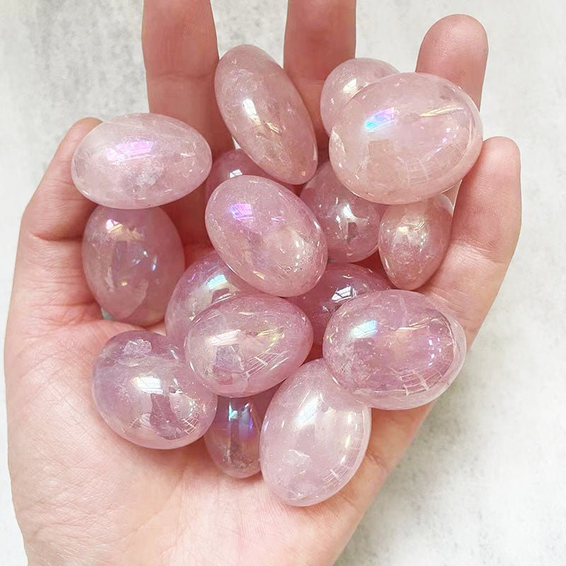 Angel Aura Rose Quartz Tumble Stones GEMROCKY-Tumbles-