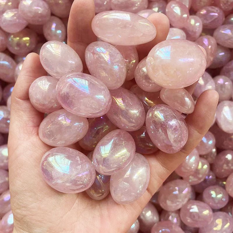 Angel Aura Rose Quartz Tumble Stones GEMROCKY-Tumbles-