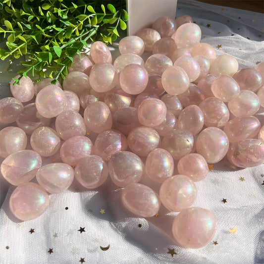 Angel Aura Rose Quartz Tumble Stones GEMROCKY-Tumbles-