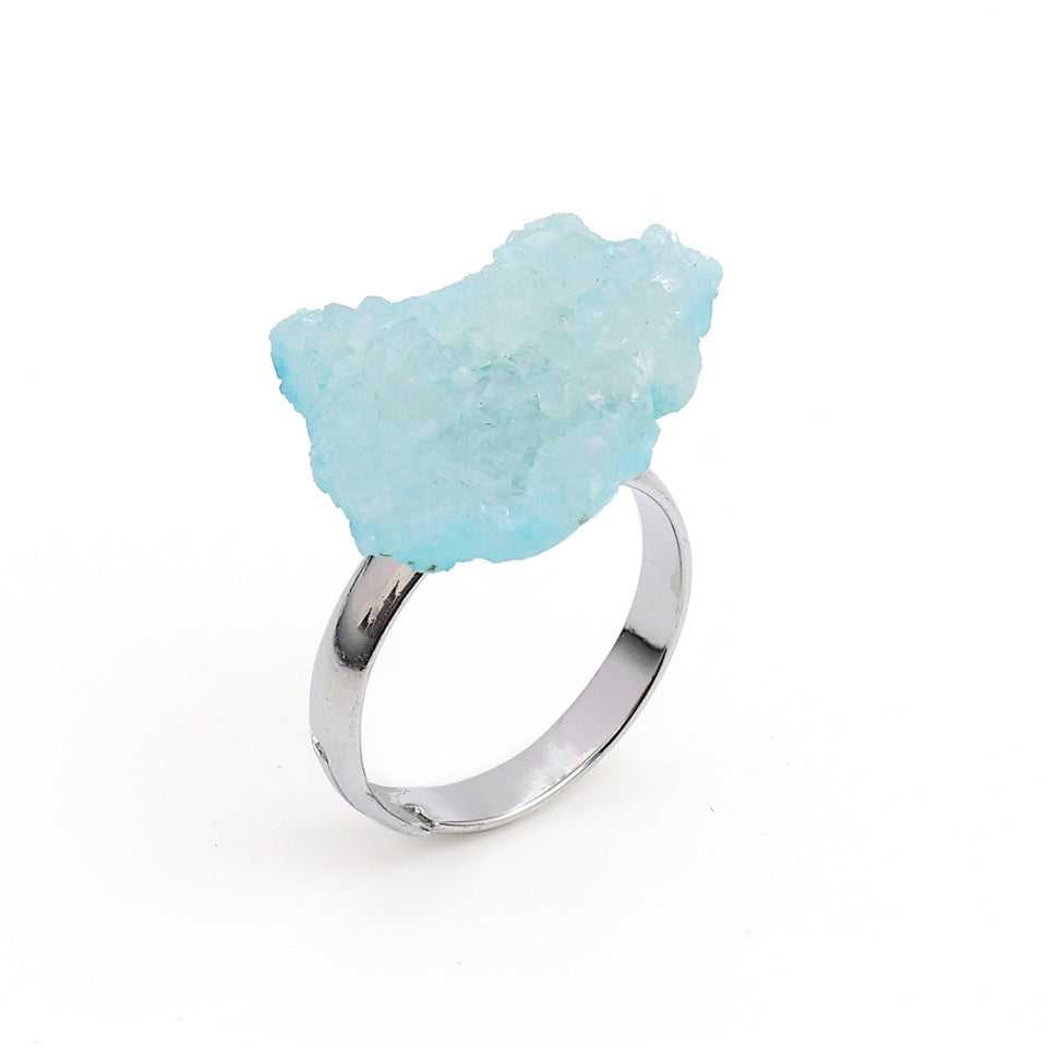 Aura Crystal Cluster Piece Rings GEMROCKY-Jewelry-Blue-