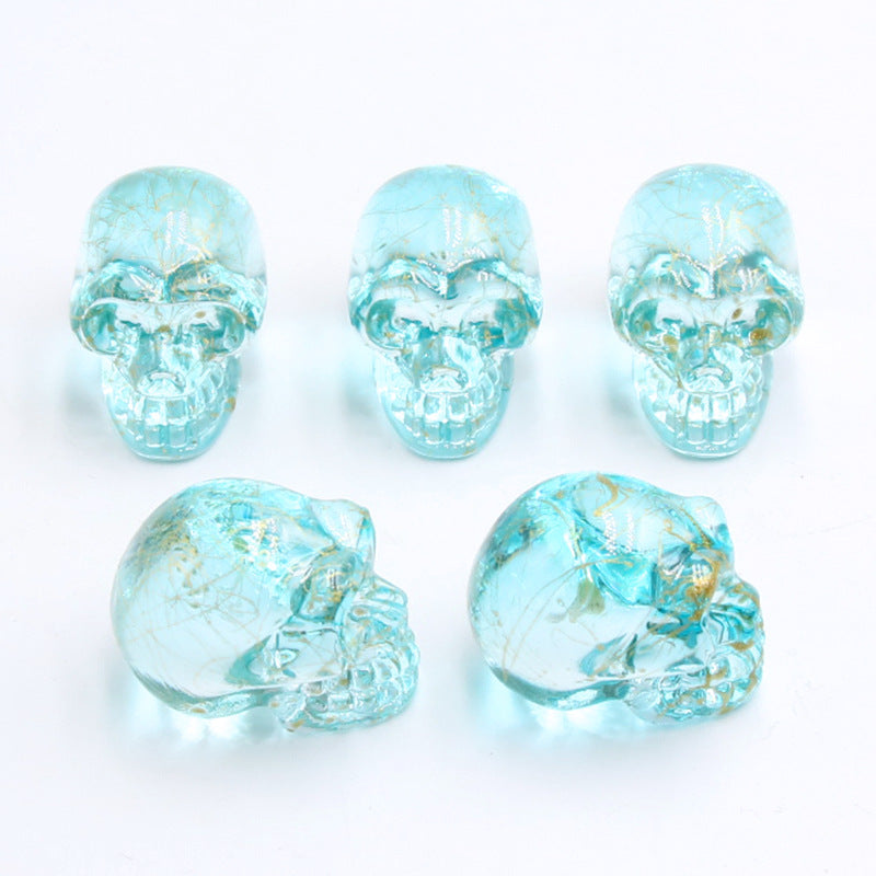 Aura Glass Mini Multi Size Skulls Carvings GEMROCKY-Carvings-1inch 17-