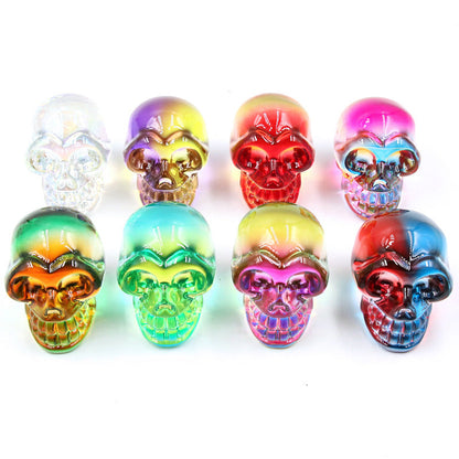 Aura Glass Mini Multi Size Skulls Carvings GEMROCKY-Carvings-2inch Mixed 8pcs-