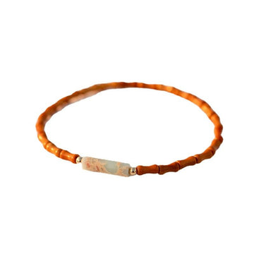 Bamboo Style Olive Pit and Jade Ethnic Style Bracelets GEMROCKY-Jewelry-