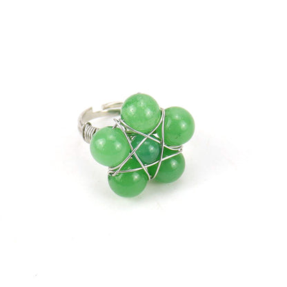 Bead Flower Wire Rings GEMROCKY-Jewelry-Green Aventurine-