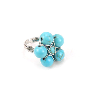 Bead Flower Wire Rings GEMROCKY-Jewelry-Turquoise-