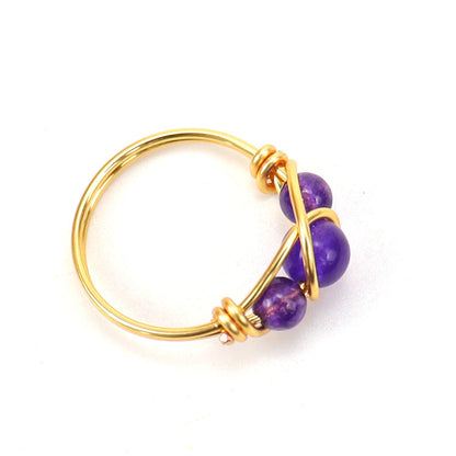 Bead Wire Wrap Rings GEMROCKY-Jewelry-Amethyst-