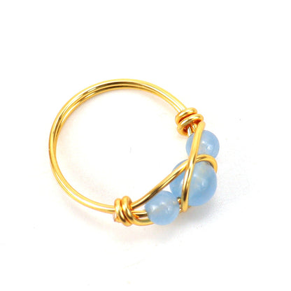 Bead Wire Wrap Rings GEMROCKY-Jewelry-Blue Stone-