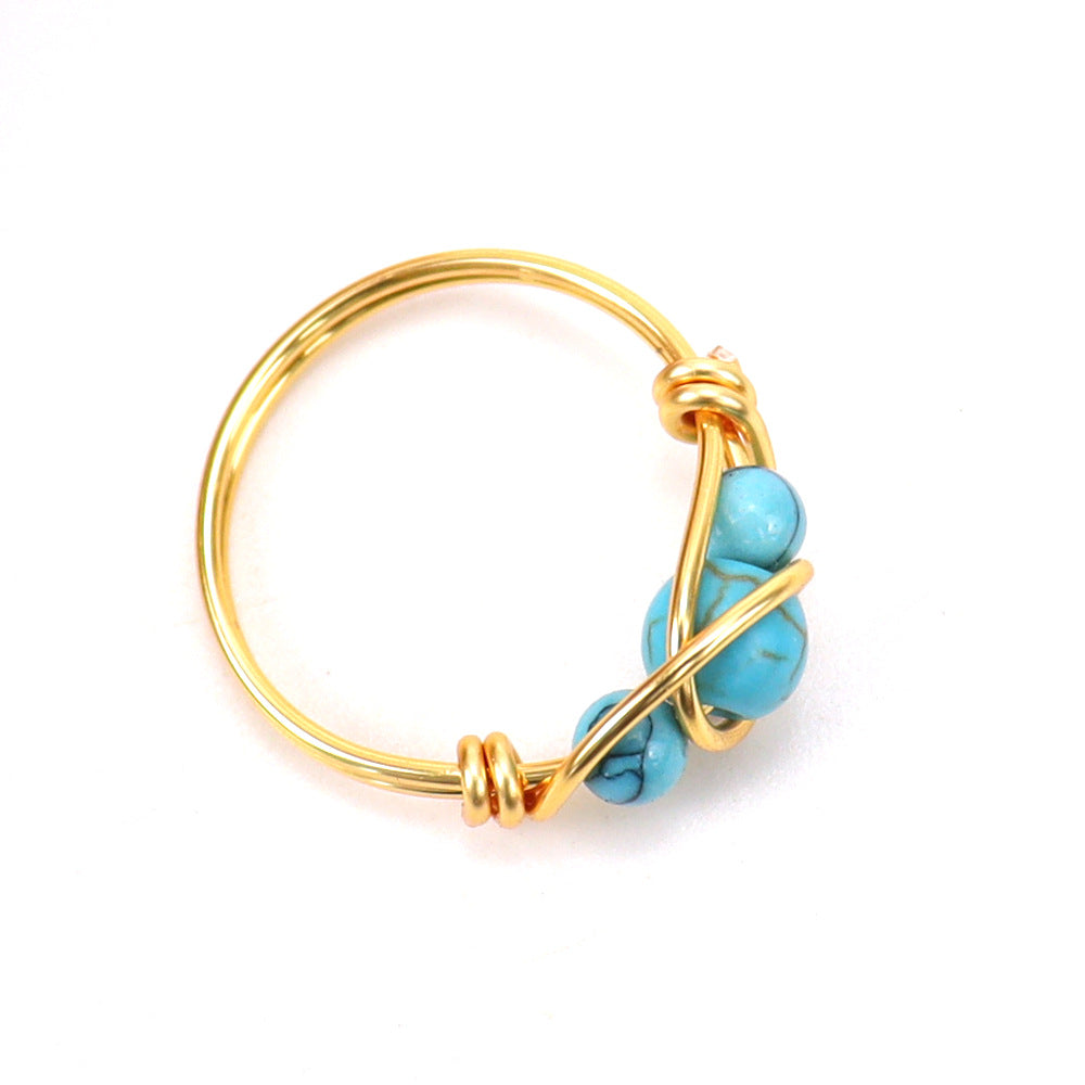 Bead Wire Wrap Rings GEMROCKY-Jewelry-Blue Turquoise-