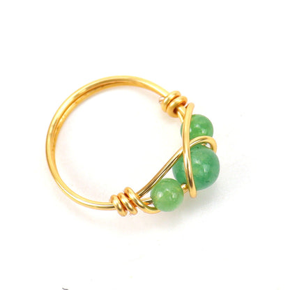 Bead Wire Wrap Rings GEMROCKY-Jewelry-Green Aventurine-