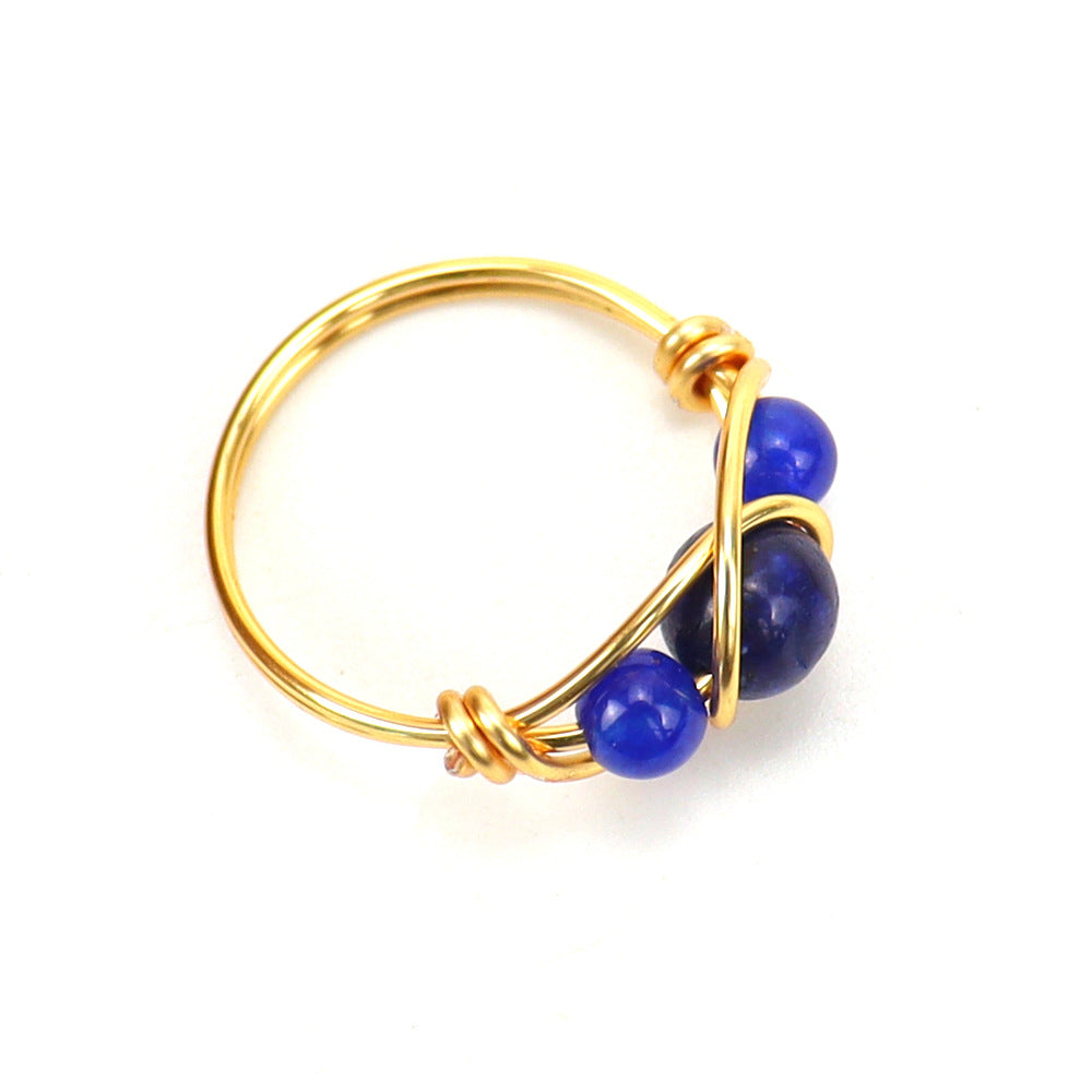 Bead Wire Wrap Rings GEMROCKY-Jewelry-Lapis Lazuli-