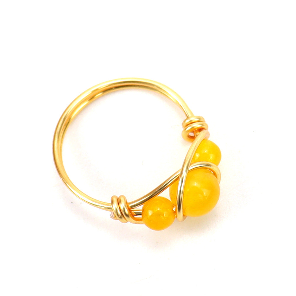 Bead Wire Wrap Rings GEMROCKY-Jewelry-Yellow Calcite-