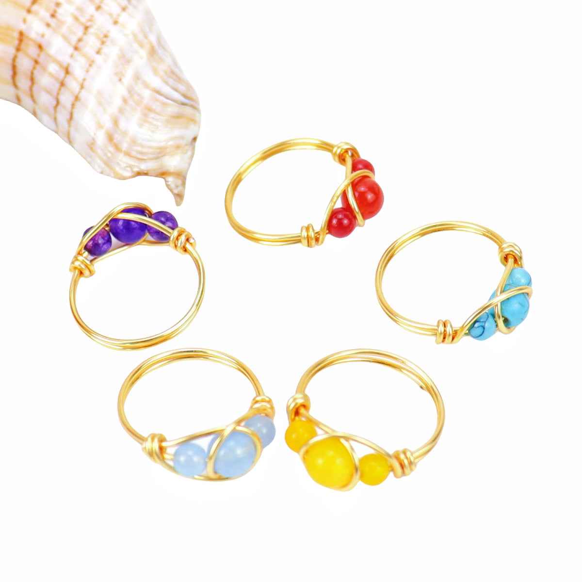 Bead Wire Wrap Rings GEMROCKY-Jewelry-