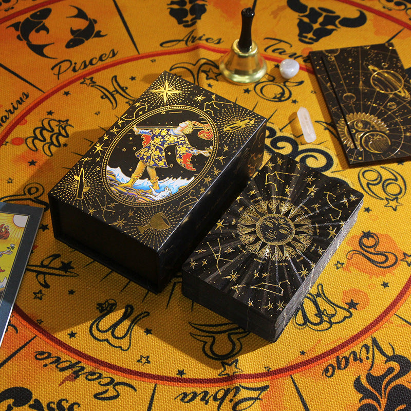 Black Bronzing Gold Metaphysics Tarot Cards Set with Guidebooks GEMROCKY-Psychic-