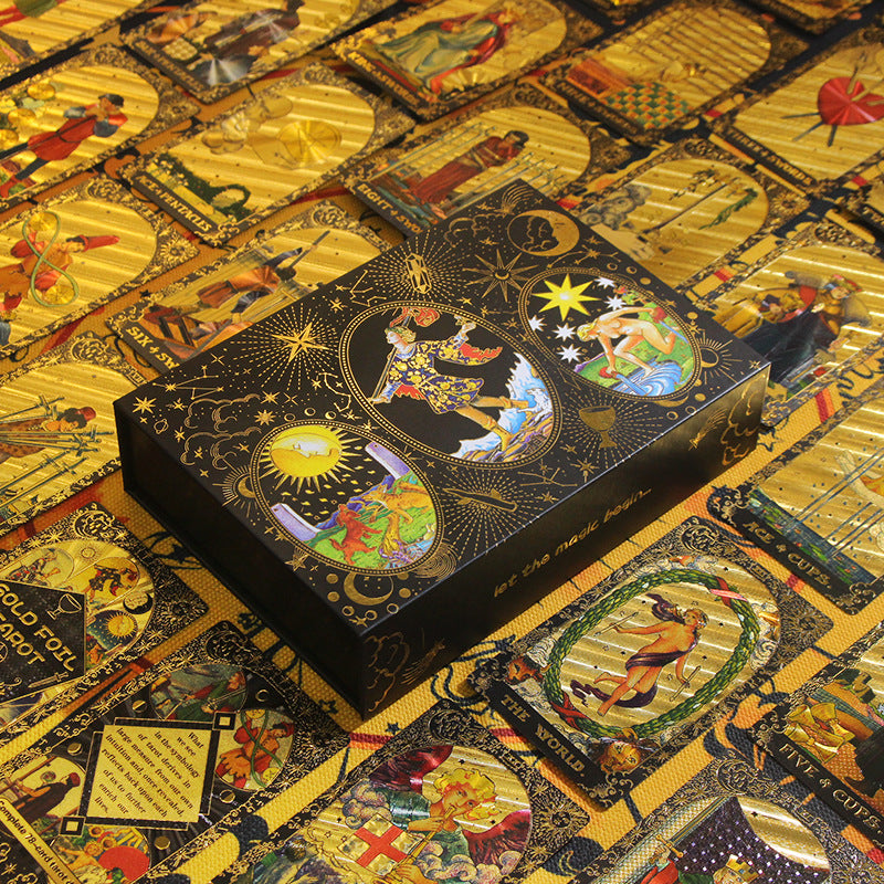 Black Bronzing The Fool Tarot Cards Tablecloth Crystal Gift Box Set GEMROCKY-Psychic-