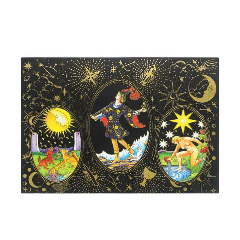 Black Bronzing The Fool Tarot Cards Tablecloth Crystal Gift Box Set GEMROCKY-Psychic-