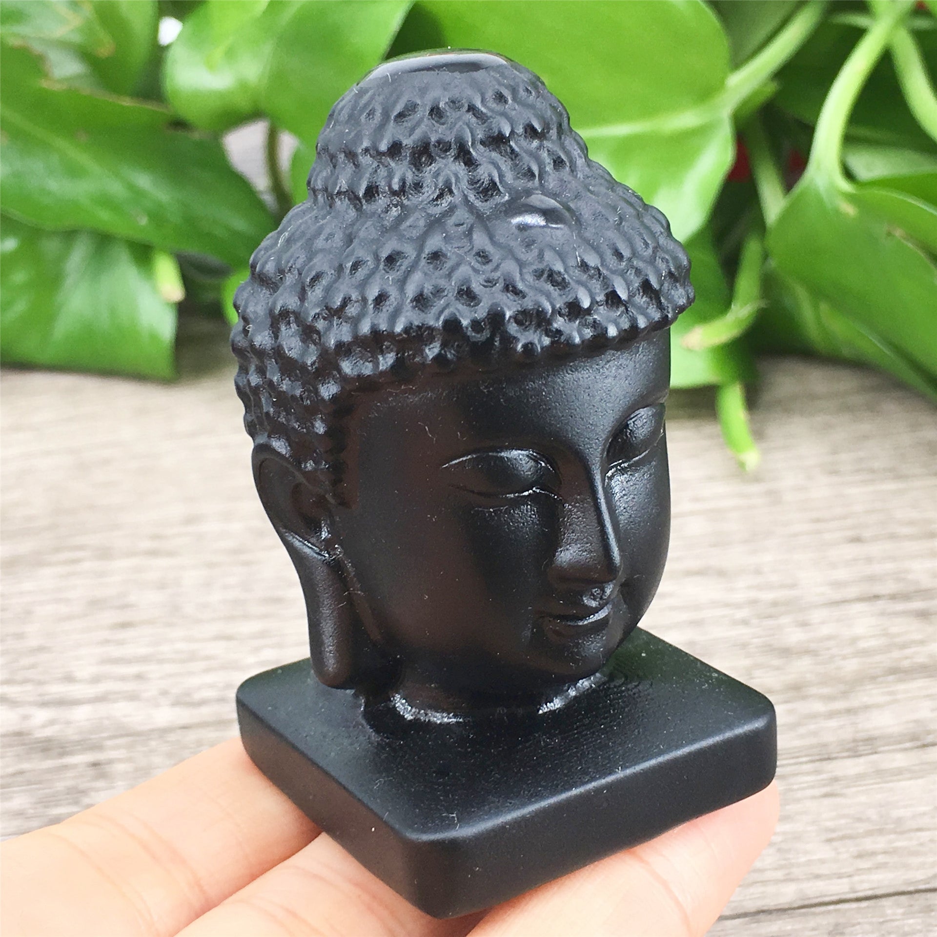 Black Obsidian Budda Head 6cm Carvings GEMROCKY-Carvings-