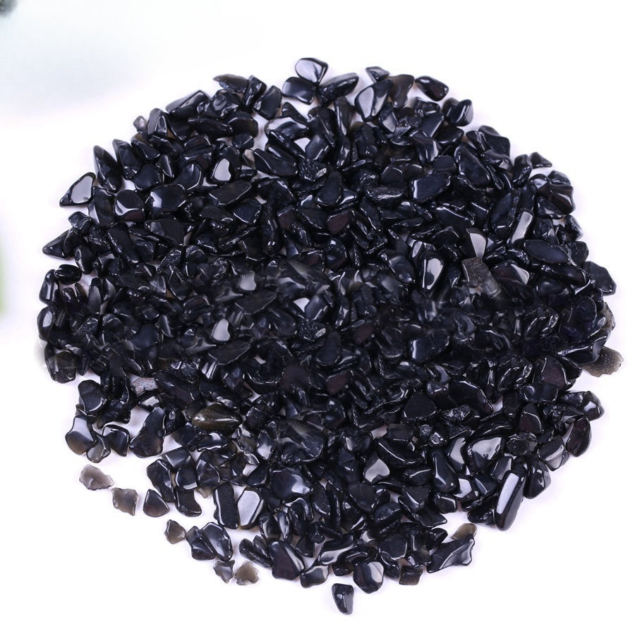 Black Obsidian Chips GEMROCKY-Tumbles-