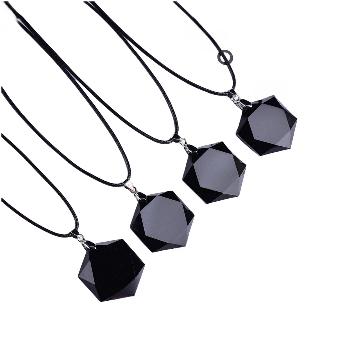 Black Obsidian Hexagram Pendant Necklaces GEMROCKY-Jewelry-