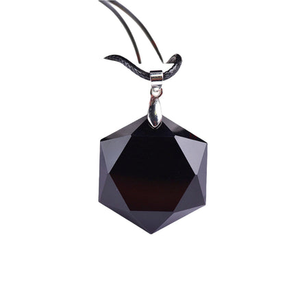 Black Obsidian Hexagram Pendant Necklaces GEMROCKY-Jewelry-