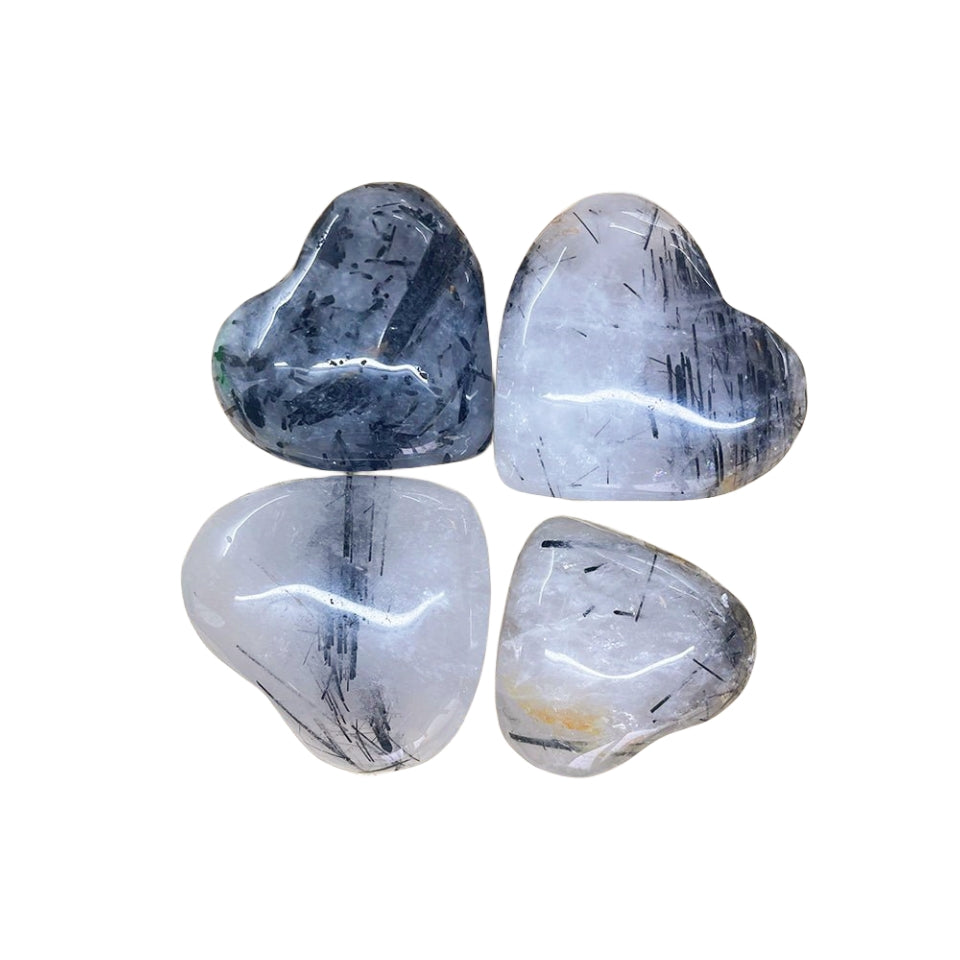 Black Rutile Quartz Hearts GEMROCKY-Carvings-