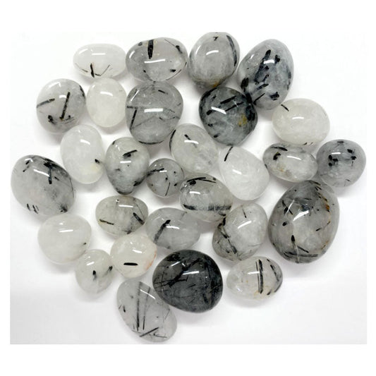 Black Rutile Quartz Tumble Stones GEMROCKY-Tumbles-