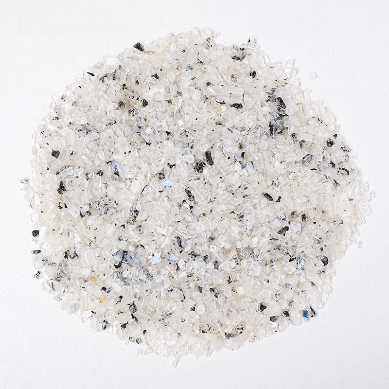 Black Spot Blue Moonstone Chips GEMROCKY-Tumbles-