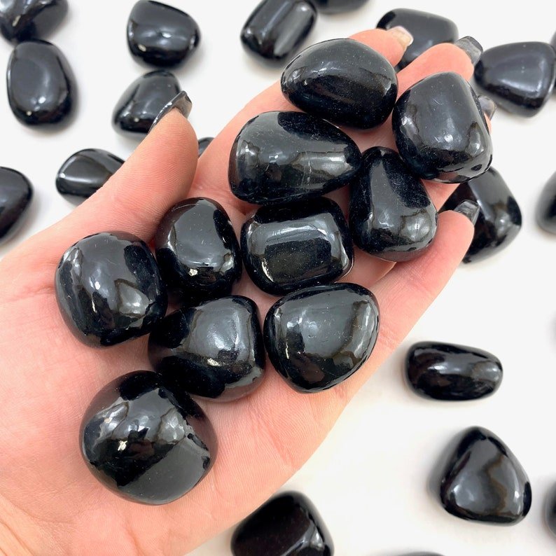 Black Tourmaline Tumble Stones GEMROCKY-Tumbles-