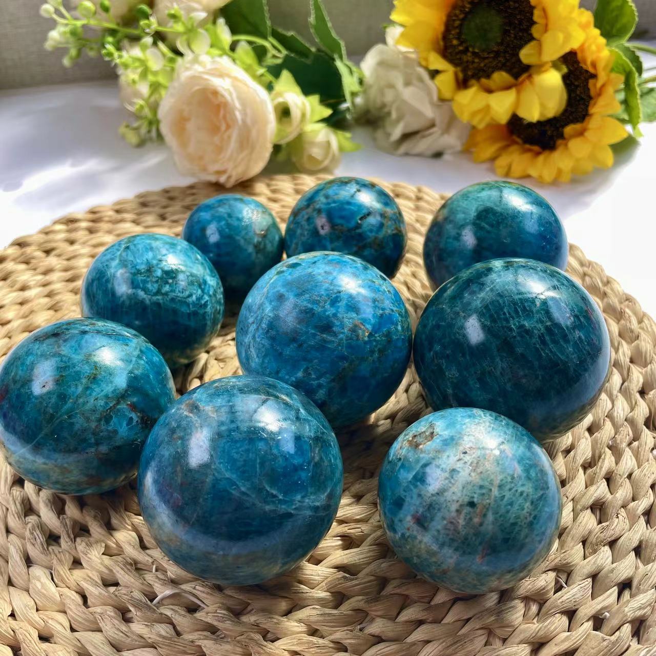 Blue Apatite Spheres GEMROCKY-Spheres-