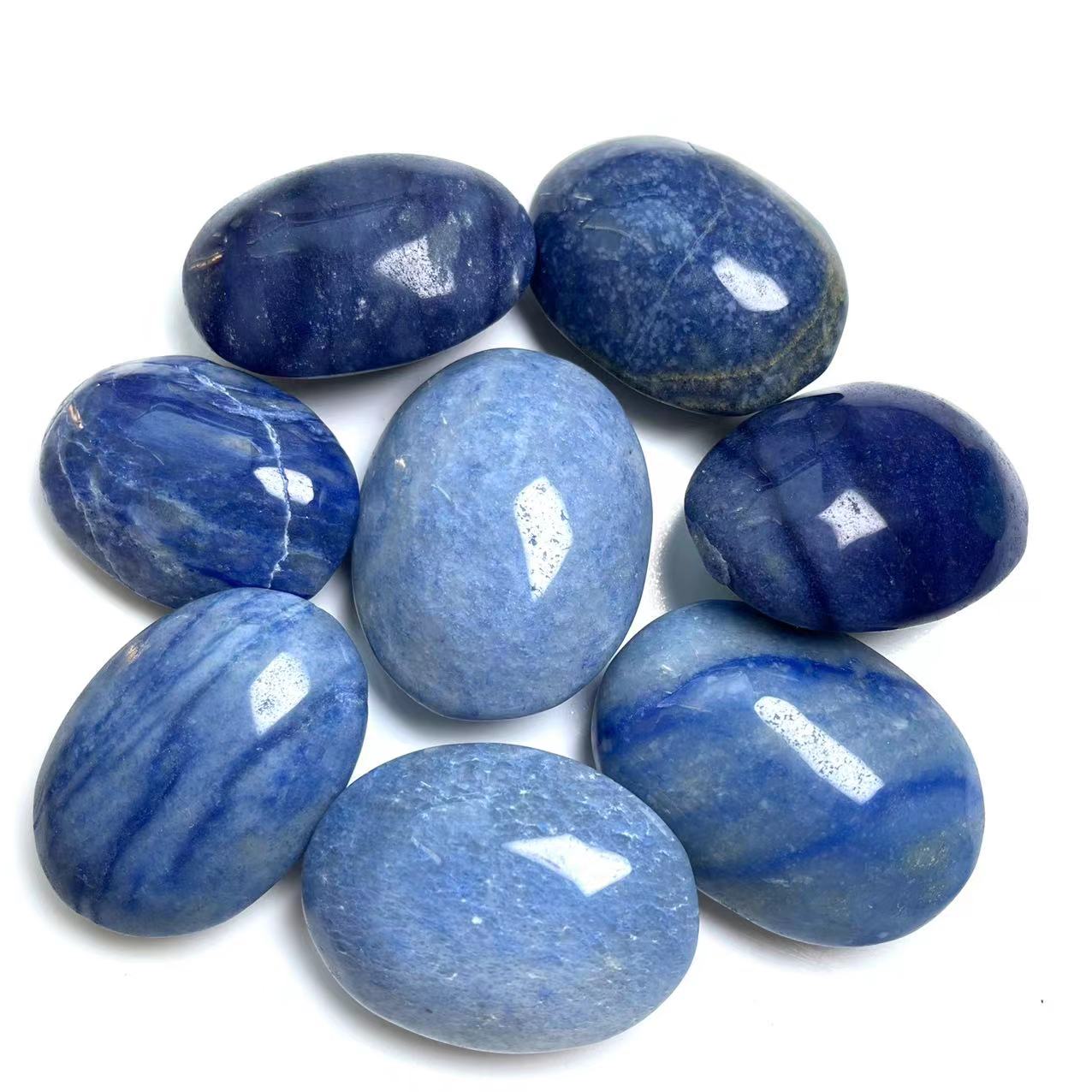 Blue Aventurine Palm Stones GEMROCKY-Carvings-