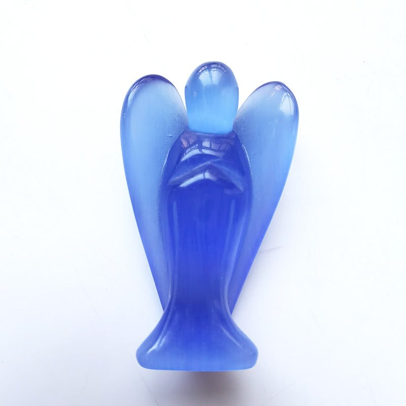 Blue Cat Eye Stone Angel 3 Inch GEMROCKY-Carvings-