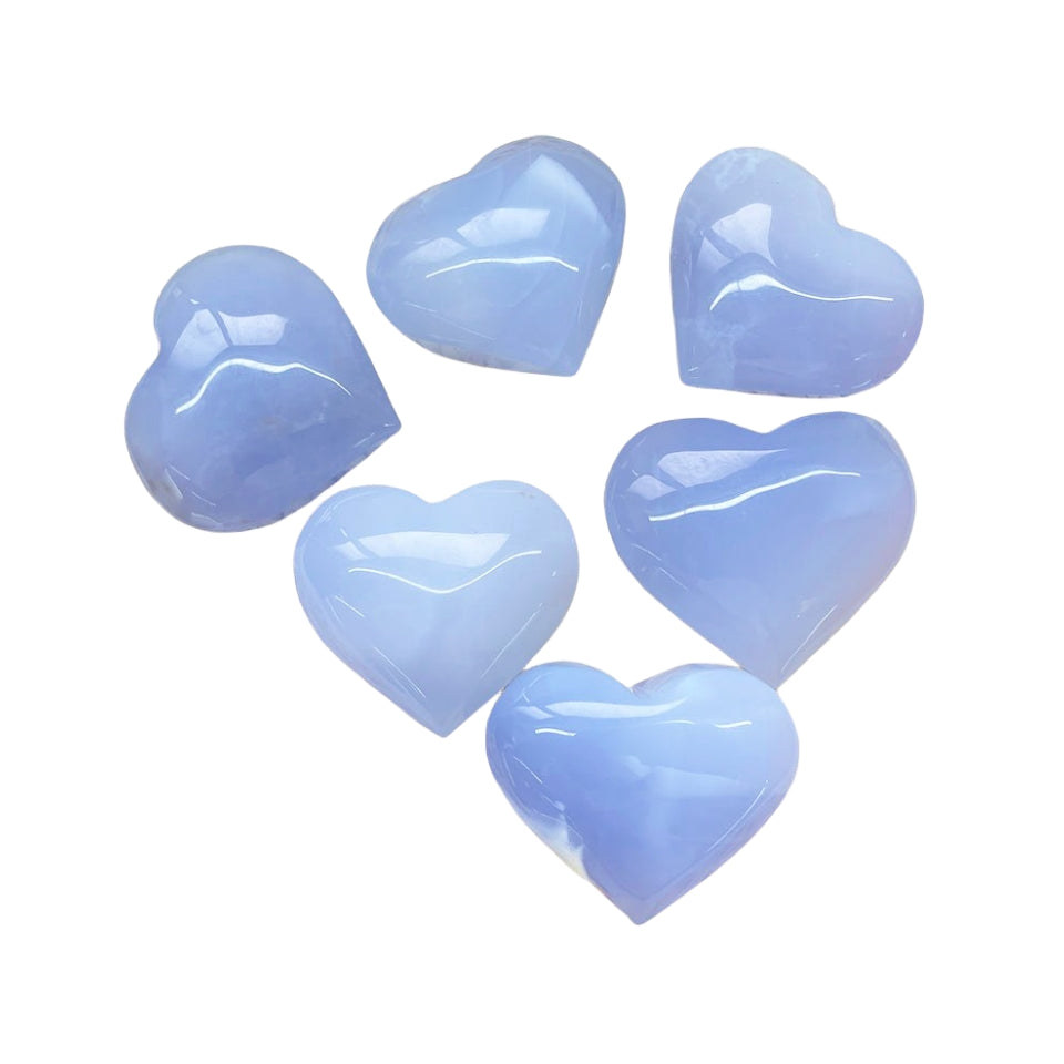 Blue Chalcedony Hearts GEMROCKY-Carvings-