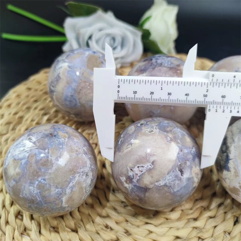 Blue Flower Agate Spheres GEMROCKY-Spheres-