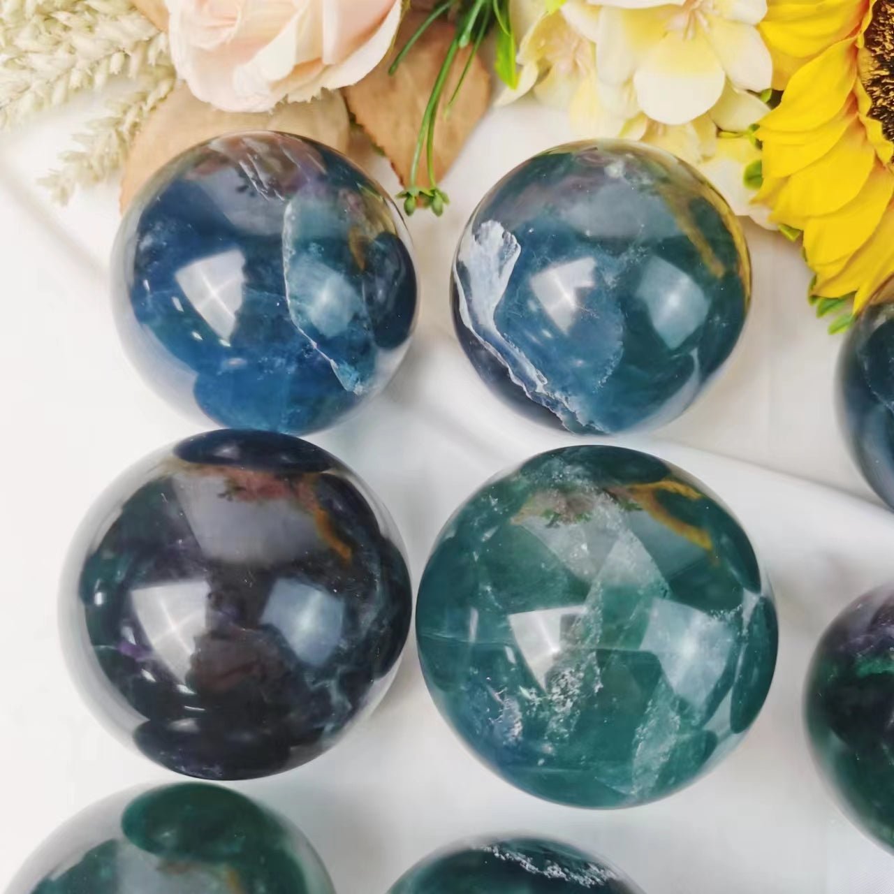 Blue Fluorite Spheres GEMROCKY-Spheres-