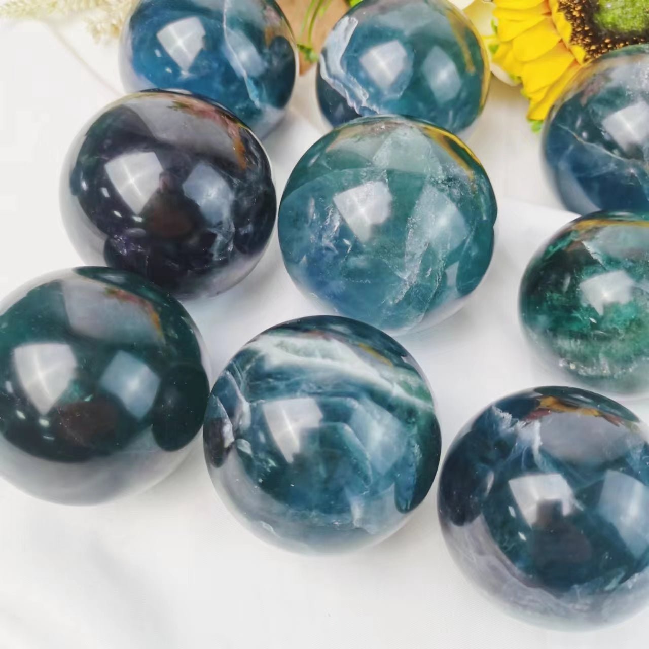 Blue Fluorite Spheres GEMROCKY-Spheres-