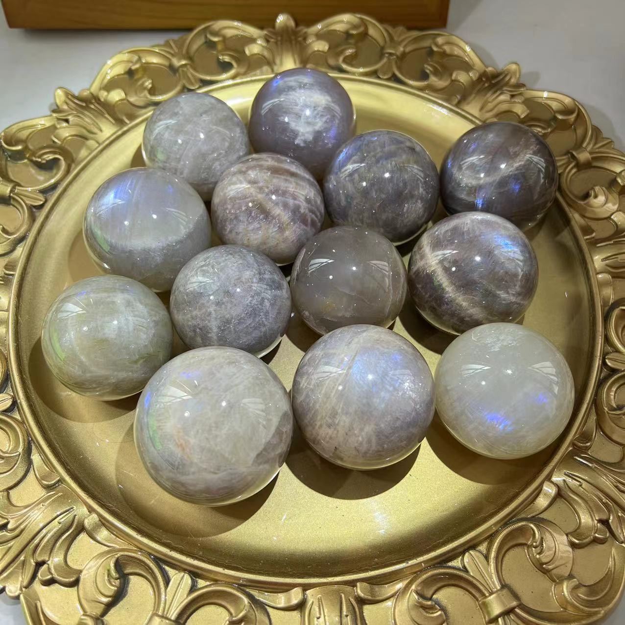 Blue Moonstone Spheres GEMROCKY-Spheres-