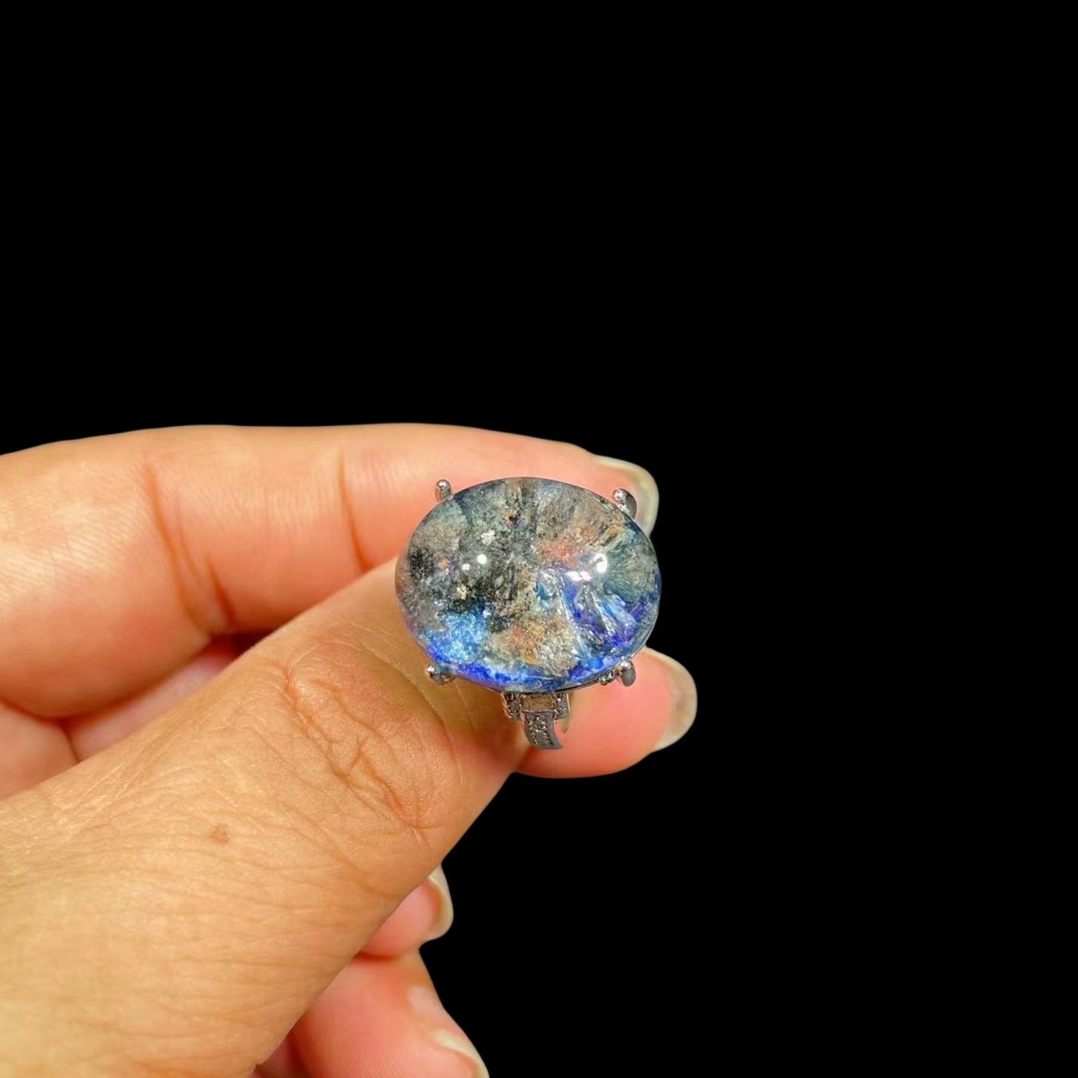 Blue Phantom Quartz Rings GEMROCKY-Jewelry-