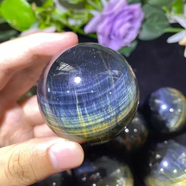 Blue Tiger Eye Stone Spheres GEMROCKY-Spheres-