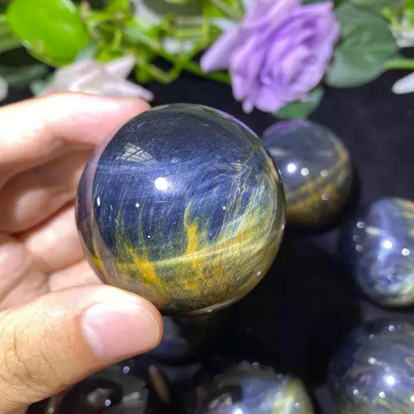 Blue Tiger Eye Stone Spheres GEMROCKY-Spheres-