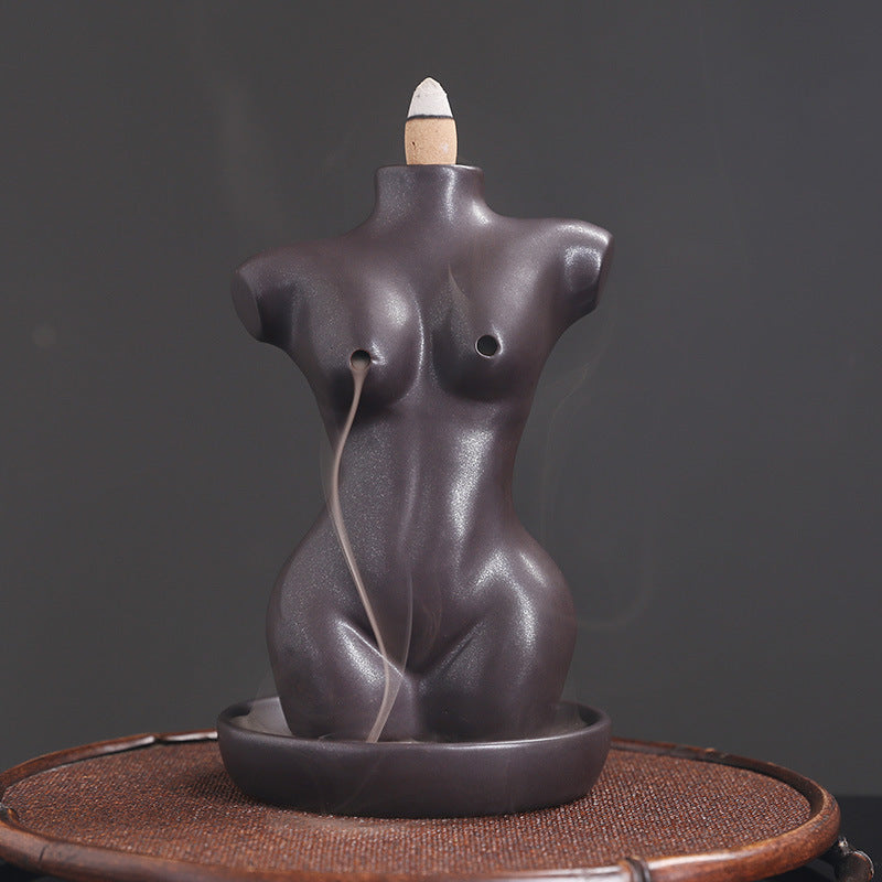 Body Bust Arts Backflow Incense Burner Home Decor Ornaments GEMROCKY-Psychic-Black-