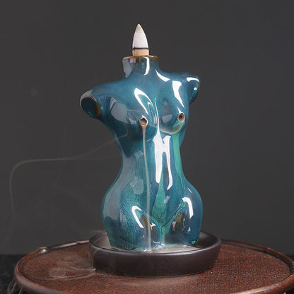 Body Bust Arts Backflow Incense Burner Home Decor Ornaments GEMROCKY-Psychic-Blue-