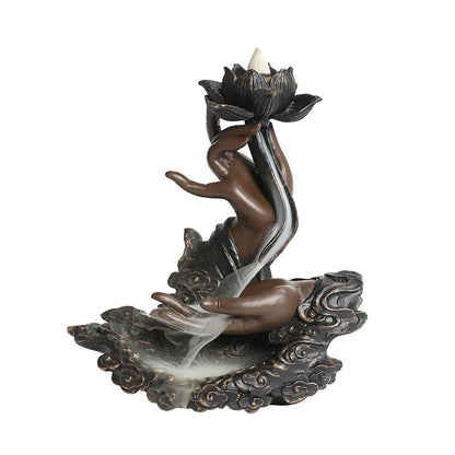 Buddha Hand Lotus Waterfall Backflow Incense Burner Home Decor Ornaments GEMROCKY-Psychic-