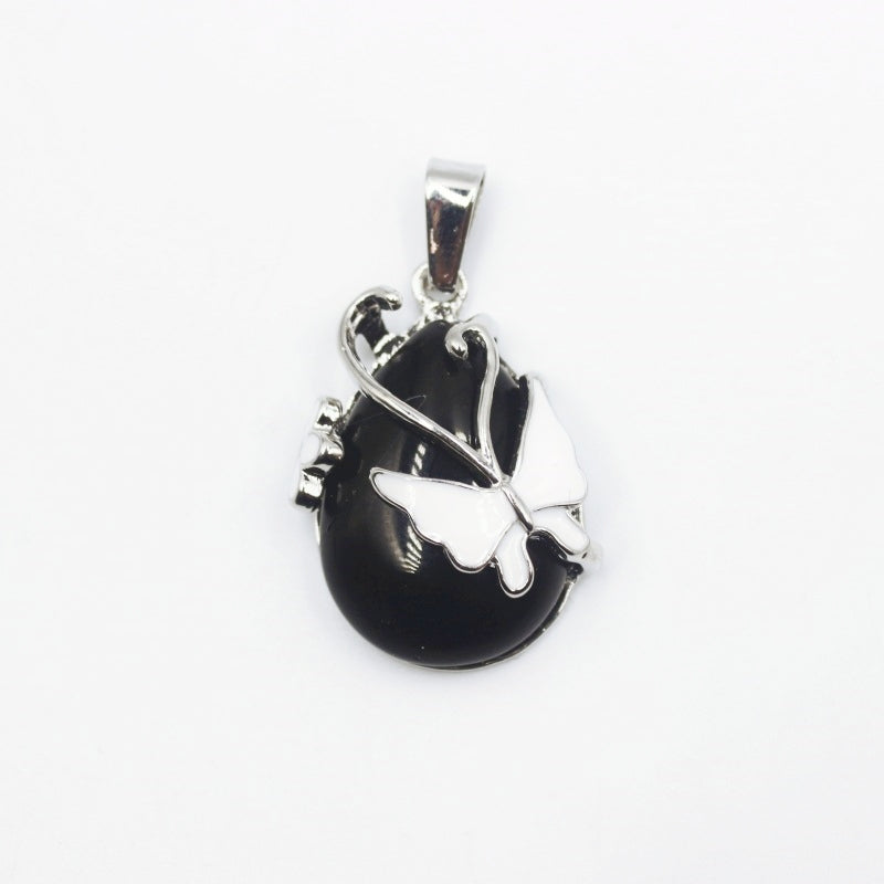Butterfly Crystal Drop Pendants for Necklace GEMROCKY-Jewelry-Black Obsidian-