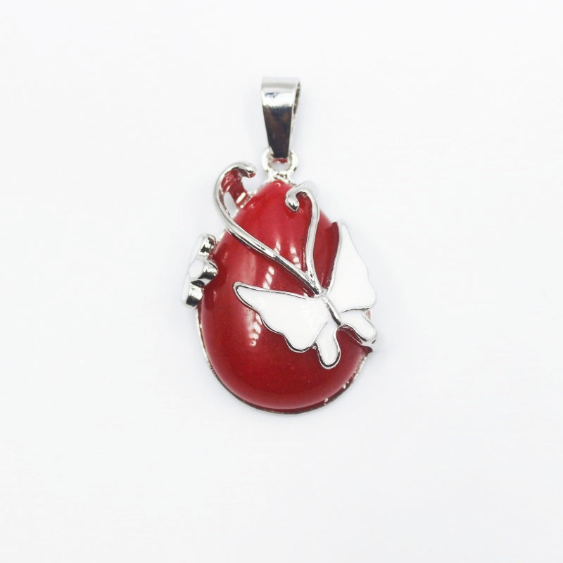 Butterfly Crystal Drop Pendants for Necklace GEMROCKY-Jewelry-Red Jasper-
